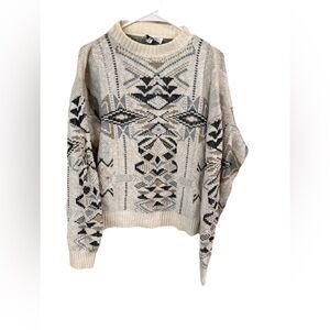 Vintage Aztec Print Heavy Cotton Knit Sweater Men’s Private Club Size Large 90s